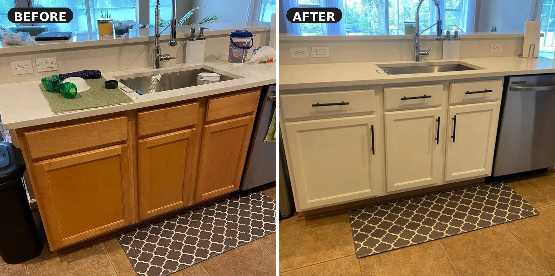 Cabinet painting before and after, Clermont FL