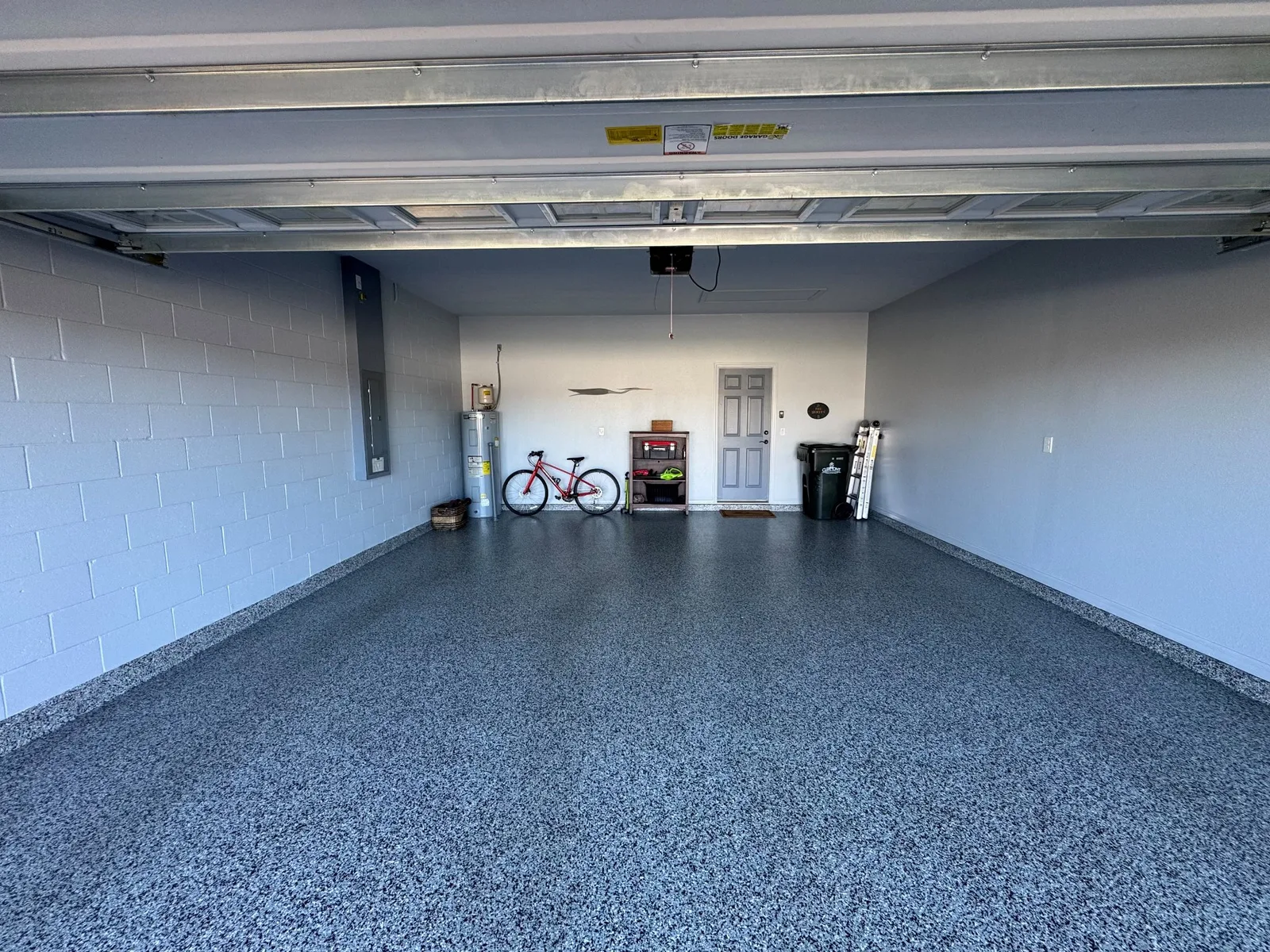 Garage floor coating with decorative flake finish by MSG Painting Company, Clermont FL
